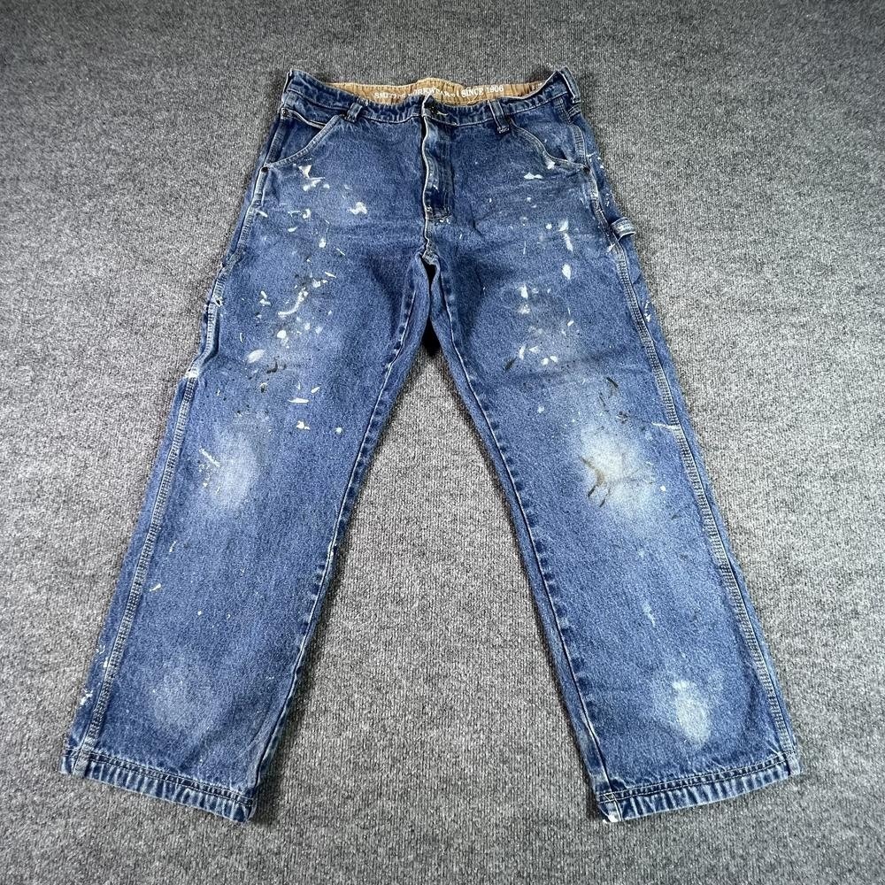 Smith's Workwear Straight Jeans Mens 36x30 Blue Denim Carpenter Pants S1405CP